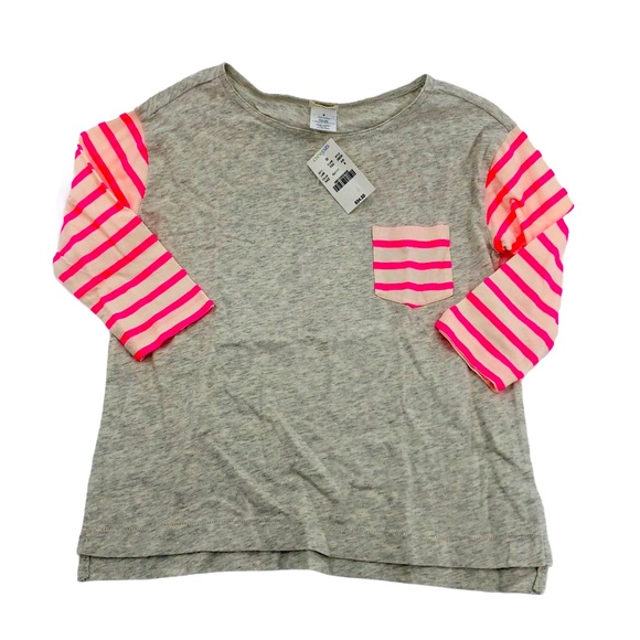 Sz 8 NWT CREWCUTS Pino Stripe Sleeve Top